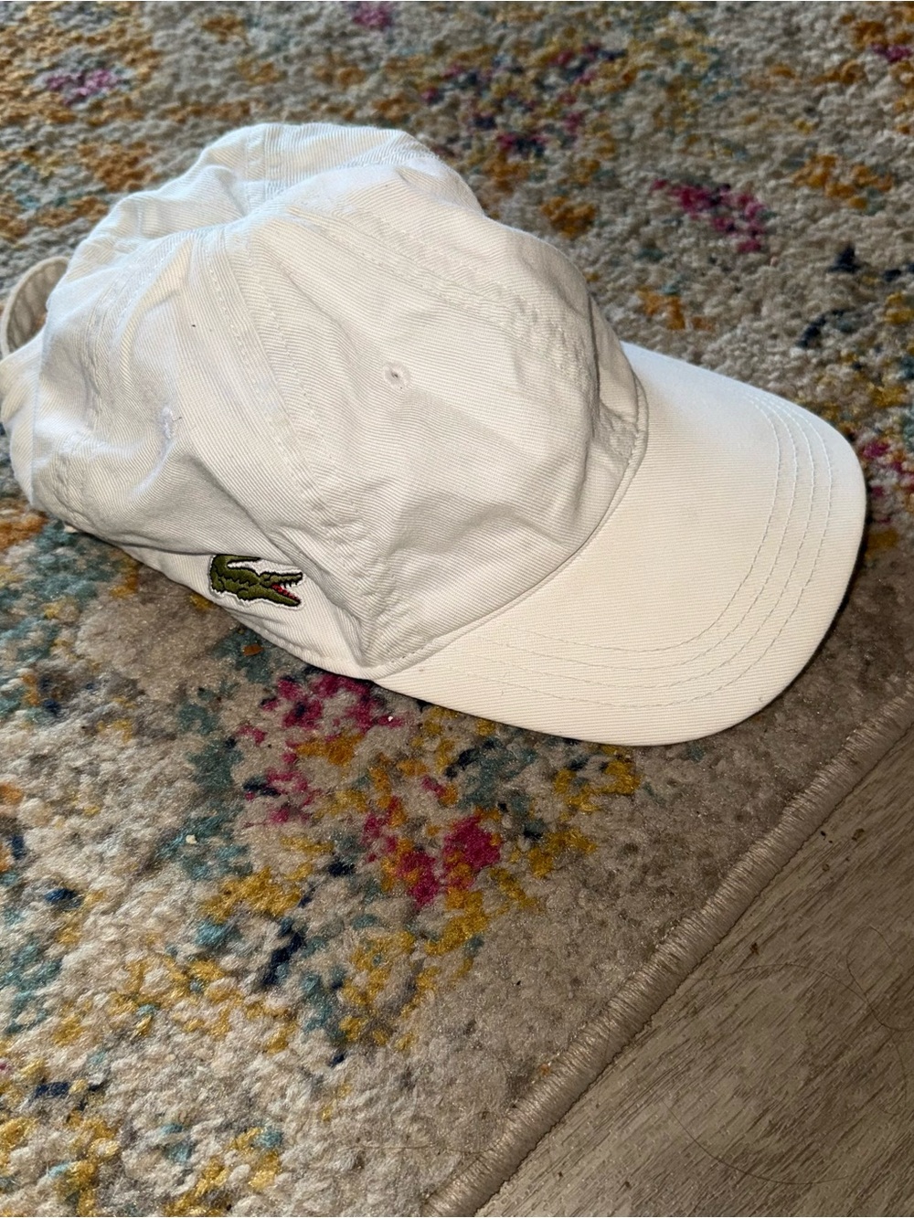 Lacoste Kids White Baseball Cap with Green Crocodile Patch